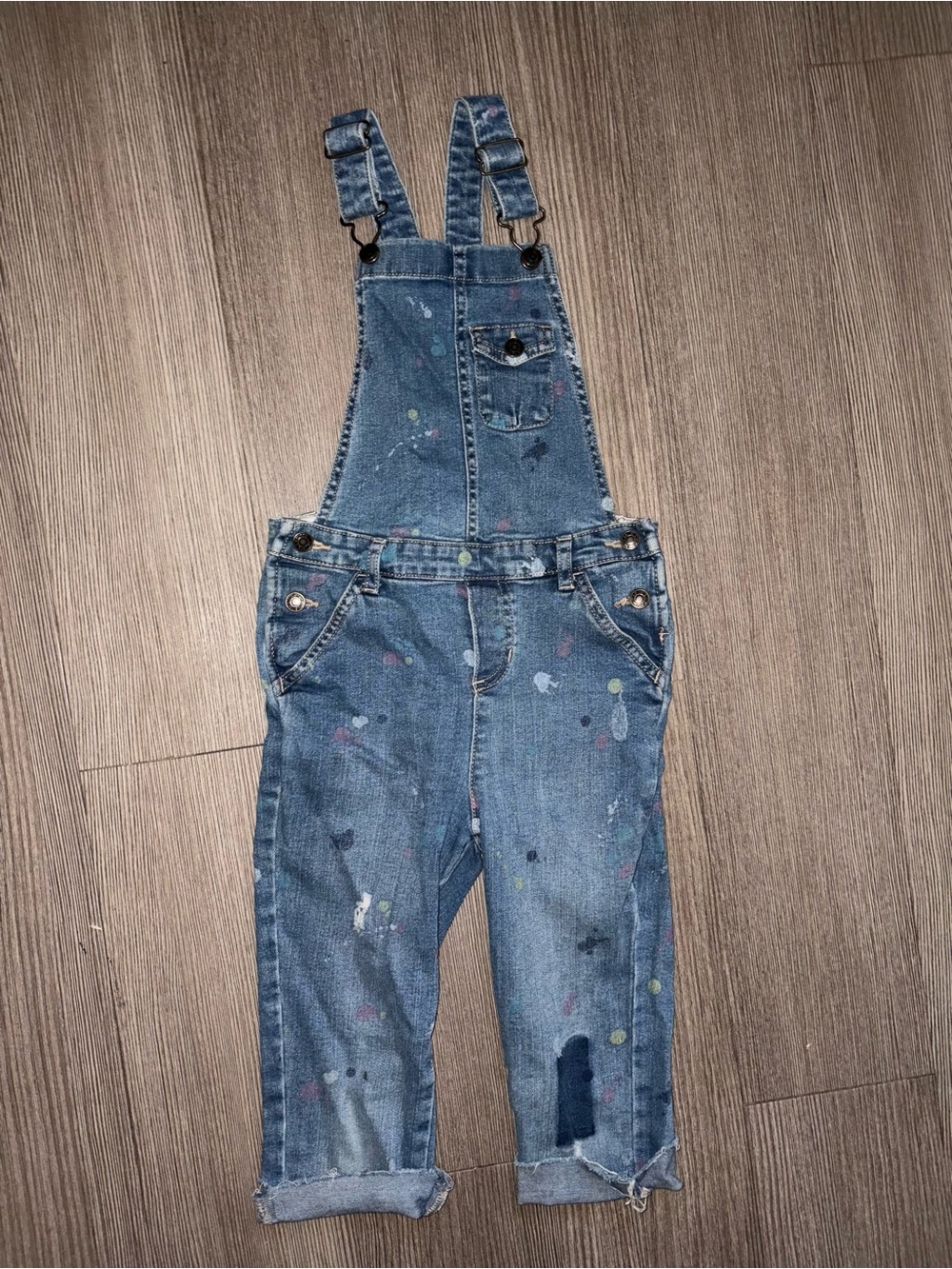 Girls size 6 carter’s Blue Denim Overalls with Paint-Splatter Detail distressed